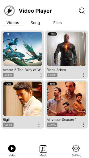 M Video Player & Music Player Screen 2