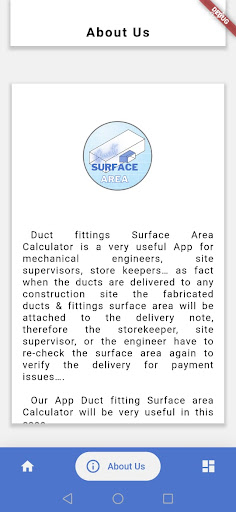 Duct Surface Area Calculator Screen 2