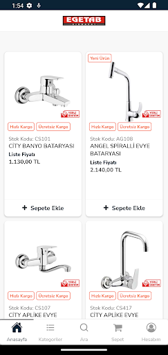 Android application Egetab Hırdavat screenshort