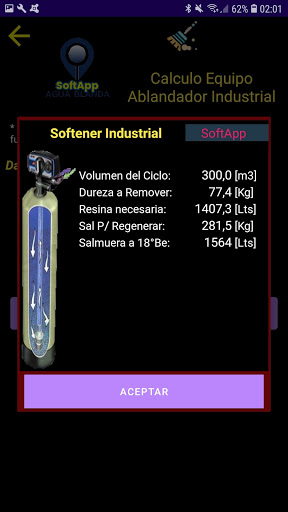 SoftApp - Calculo Ablandadores Screen 3