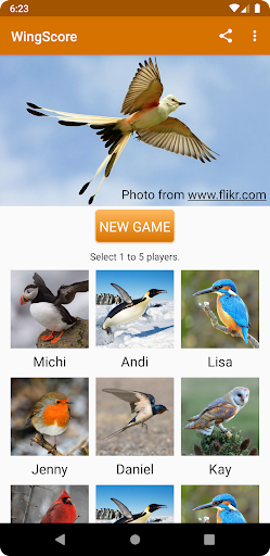 Android application WingScore screenshort