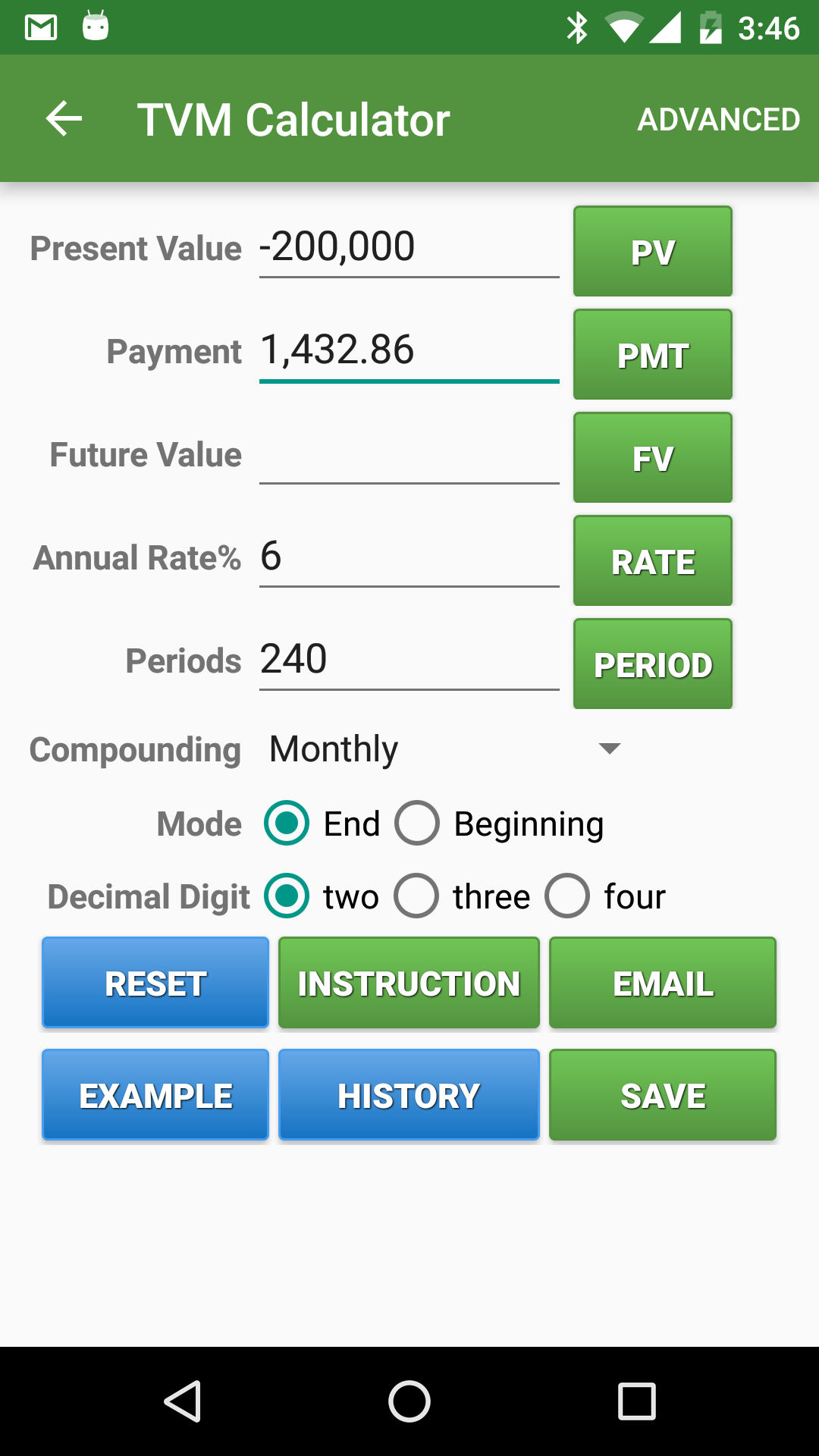 Android application Financial Calculators screenshort