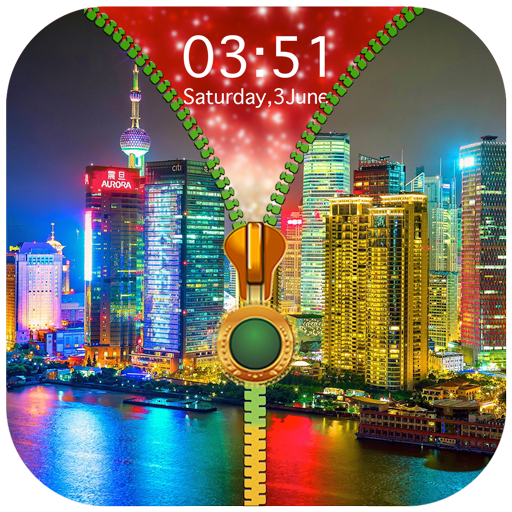 City Night Zipper Lock Screen