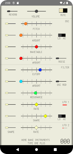 Android application SYNTHESIZER TYPE ONE+ screenshort