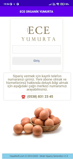 Android application Ece Organik Yumurta screenshort