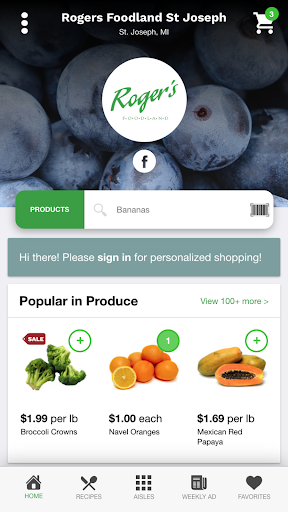 Android application Roger's Foodland screenshort