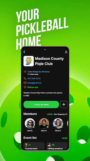 Android application Piqle - app for pickleball screenshort