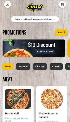 Android application Pizza Cravings screenshort