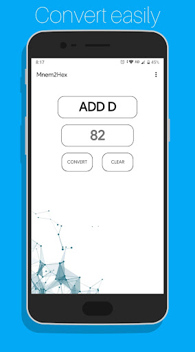 Android application Mnem2Hex screenshort