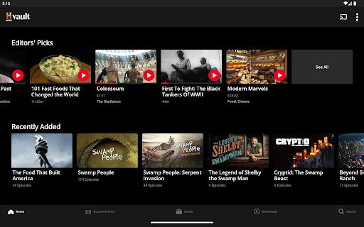 Screenshot of HISTORY Vault