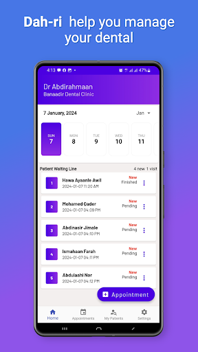 Android application Dah-ri (Dental Mangement App) screenshort