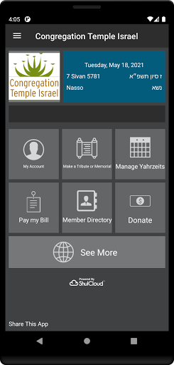 Android application Congregation Temple Israel screenshort