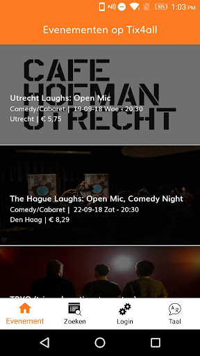 Android application Tix4all screenshort