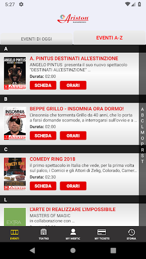 Android application Webtic Teatro Ariston Sanremo screenshort