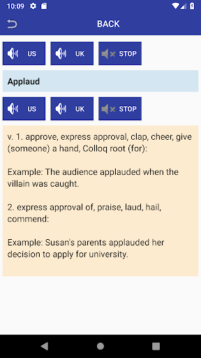 English Synonyms Dictionary Screen 2