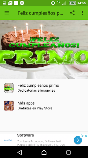 Android application Primo deseo Feliz Aniversario screenshort
