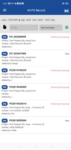 Mango PO Receive Screen 3
