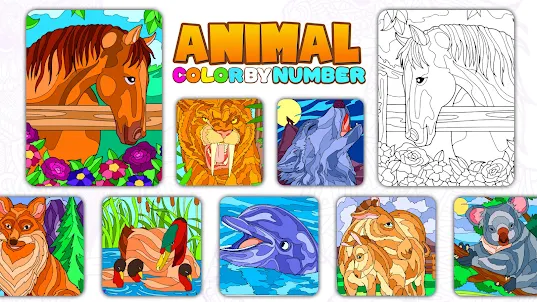 Animals Color by Number Book