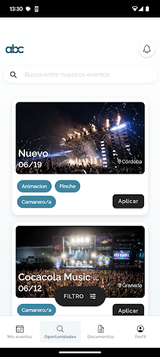 Android application ABC LIVE EXPERIENCE screenshort