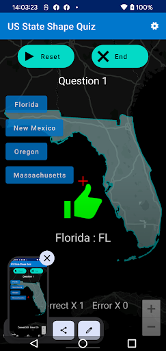 Android application USA State Shape Quiz screenshort