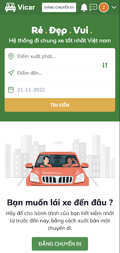 Android application Vicar - Ứng dụng xe ghép screenshort