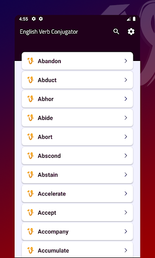 English Verb Conjugator Screen 2