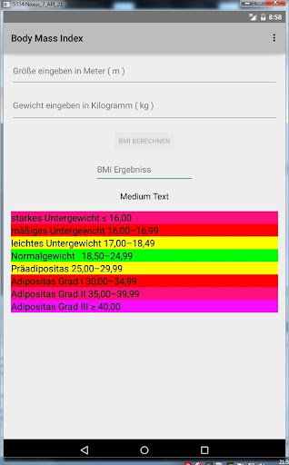 BMI Body Mass Index Screen 3