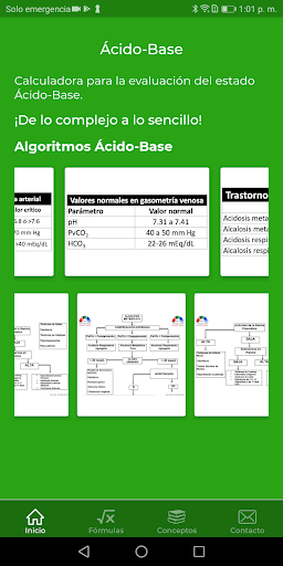 Android application Ácido-Base screenshort