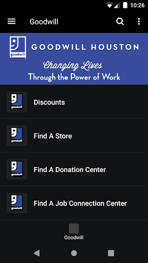 Android application Goodwill Houston screenshort
