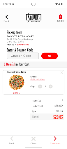 Screenshot of Salvio’s Pizza