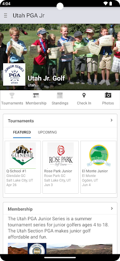 Android application Utah PGA Junior Golf screenshort
