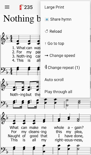 Mobile Hymns Lite —List Viewer Screen 3
