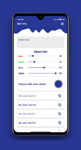 Android application ML Color Text Pro screenshort