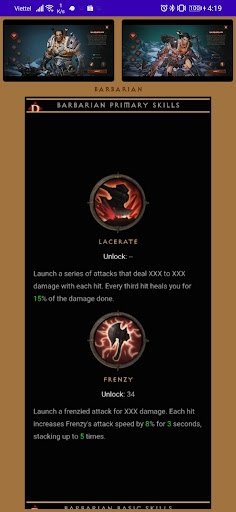 Character Diablo MD app Screen 3