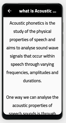 Android application acustic phonetics screenshort