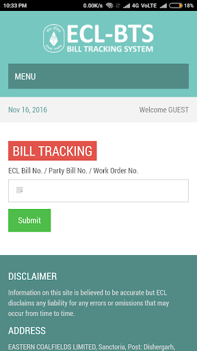 Android application ECL Bill Tracking screenshort