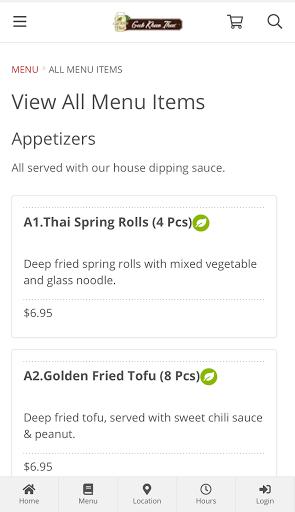 Android application Gub Khao Thai Restaurant screenshort