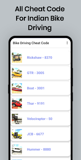 Android application Indian Car Bike GTIV Cheat screenshort