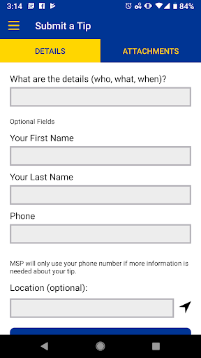 Android application Michigan State Police screenshort