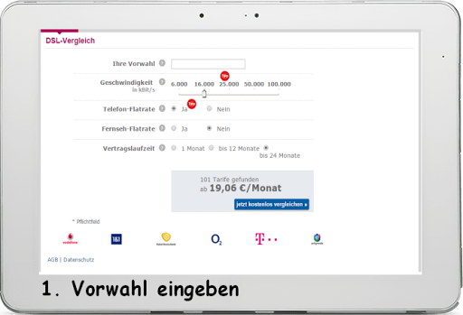Android application DSL Tarif Anbieter Vergleich screenshort