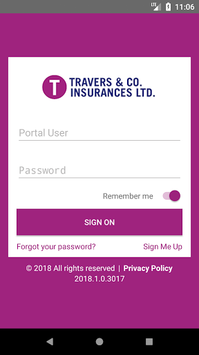 Android application Travers Insurances screenshort