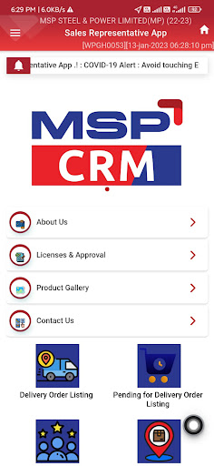 Android application MSPNCRM screenshort