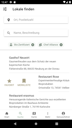 Android application Slow Food Genussführer screenshort