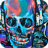 Rock Skull Graffiti theme 3D icon