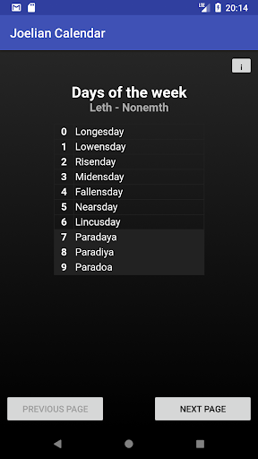 Joelian Calendar Screen 2
