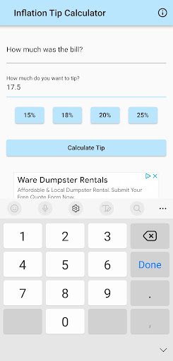 Inflation Tip Calculator Screen 2