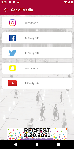IU Recreational Sports Screen 2