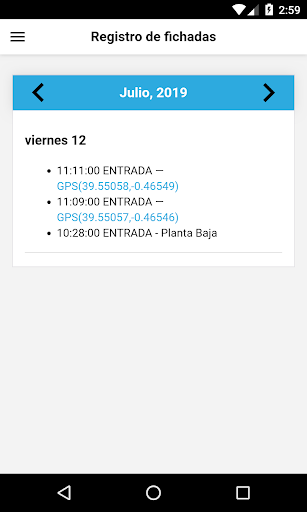 Android application e-OER Control de Tiempos screenshort