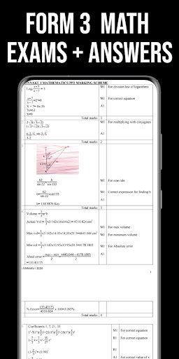 Android application Form 3 Math Exams + Answers screenshort