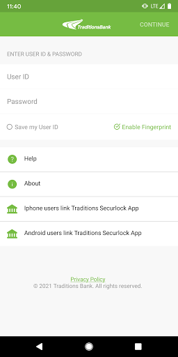 Android application Traditions Bank screenshort